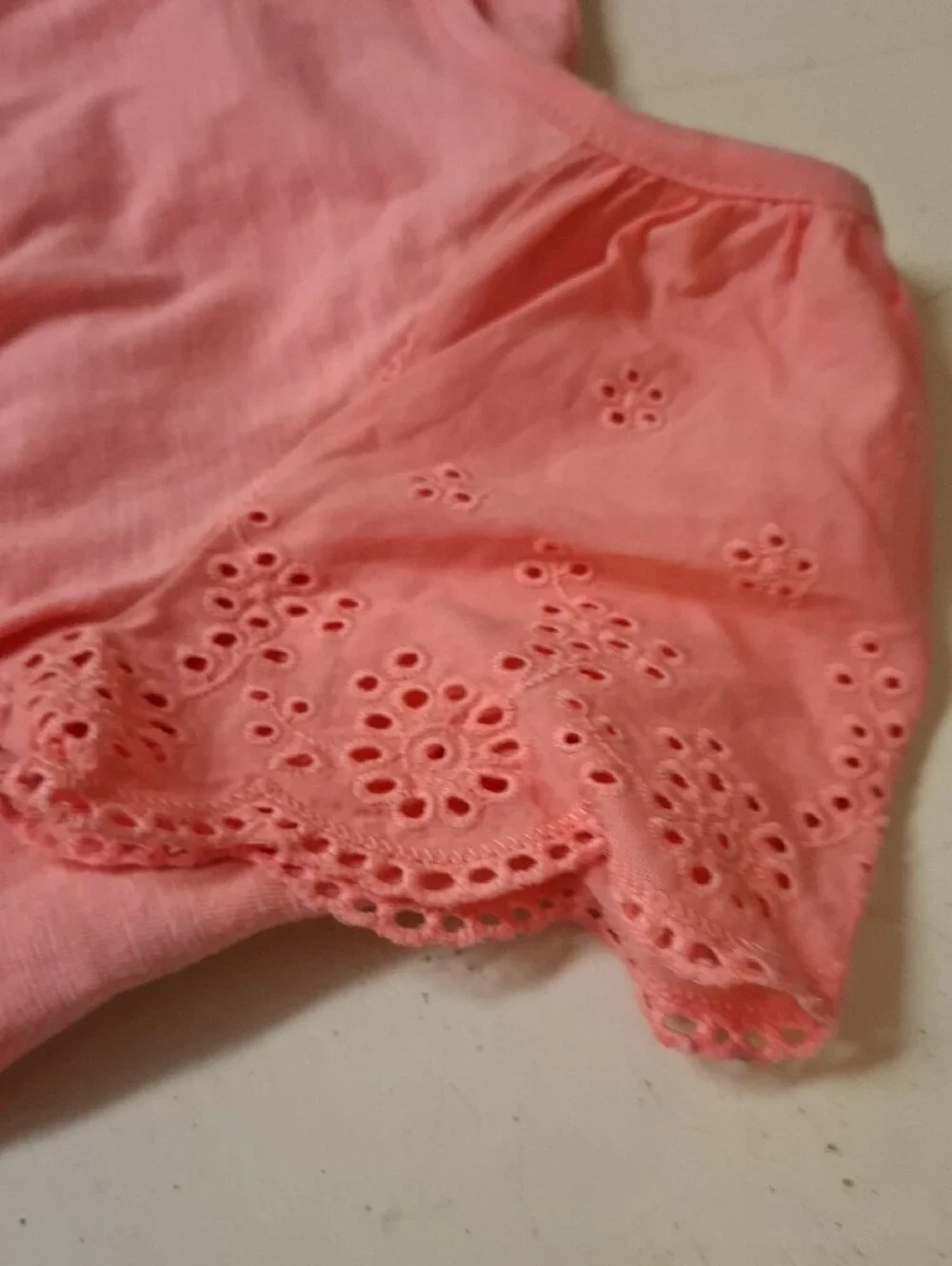 Cat & Jack Coral Eyelet Sleeve Dress with Waist Bow